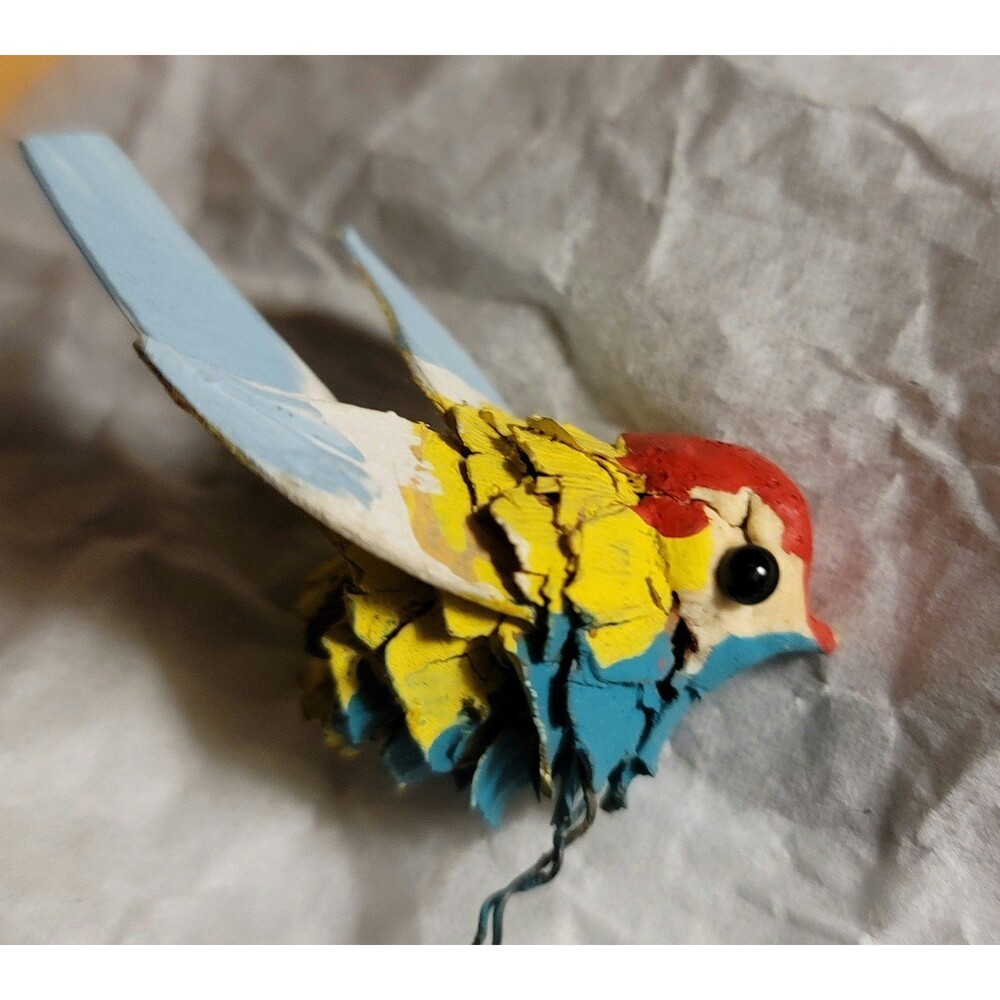 Vintage Handpainted Bird Made in Denmark Pinecone Painted Bird